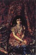 Mikhail Vrubel Young Girl against a Persian Carpet China oil painting reproduction